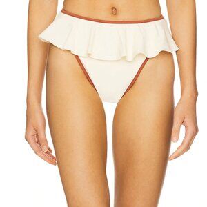 Montce Binded Tamarindo Bikini Bottom in Oat Terracotta Cream White Skirted